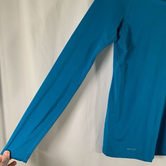 Nike Pro Shirt Women's Small Blue Vneck Long Sleeve Dri Fit Pullover - Picture 7 of 9